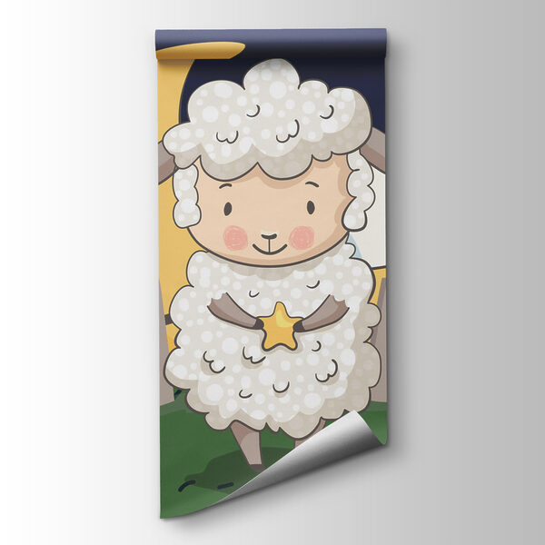Cartoon of a sheep holding a star