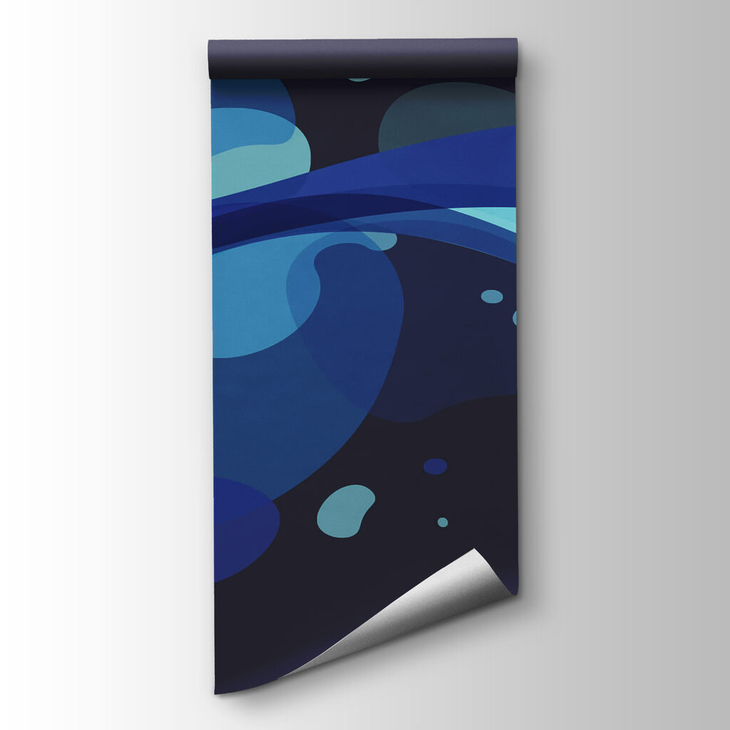 Blue and white swirly design