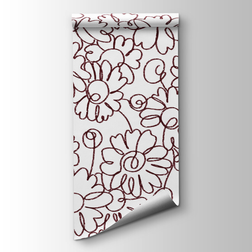 Pattern of flowers drawn with red lines Pattern of flowers drawn with red lines