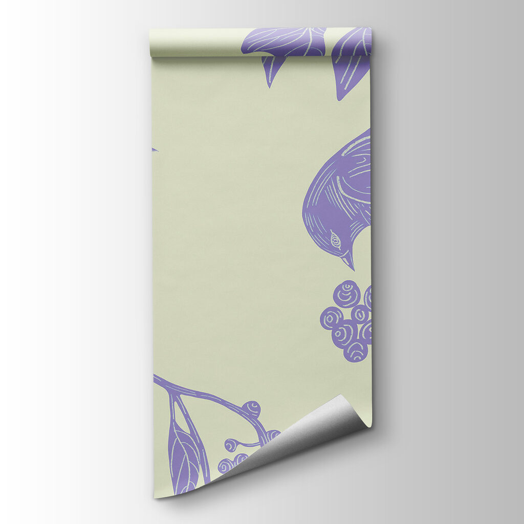 Drawing of birds on a branch