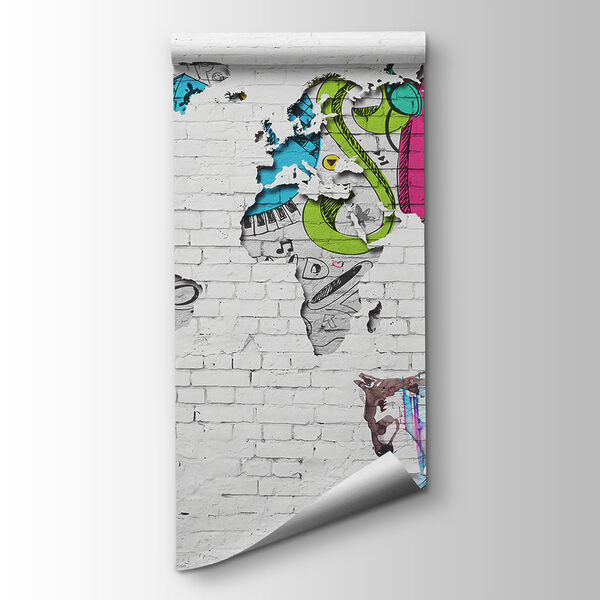 Map of the world painted on a brick wall Map of the world painted on a brick wall