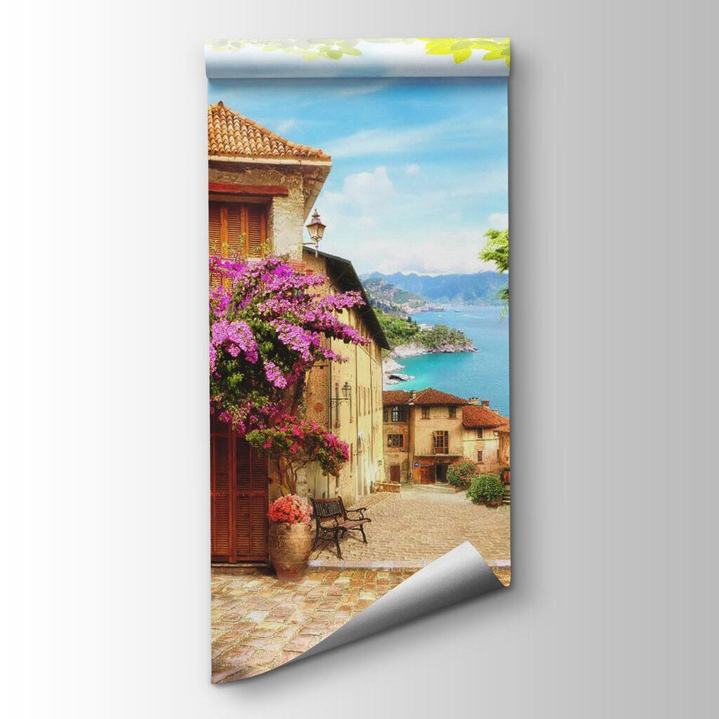 Street with flowers and trees Street with flowers and trees