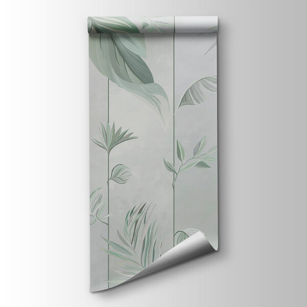 A wallpaper with leaves and flowers