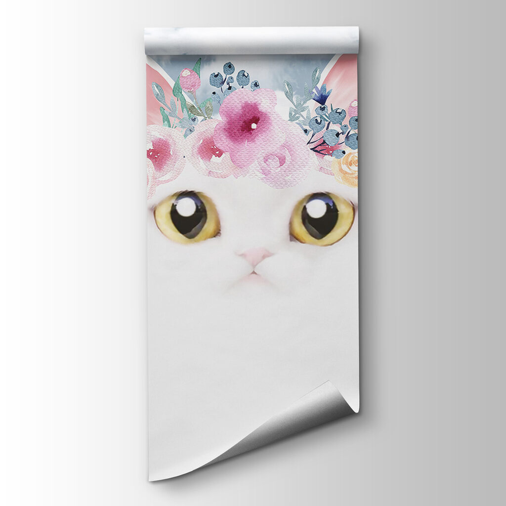 Cat with flowers on its head