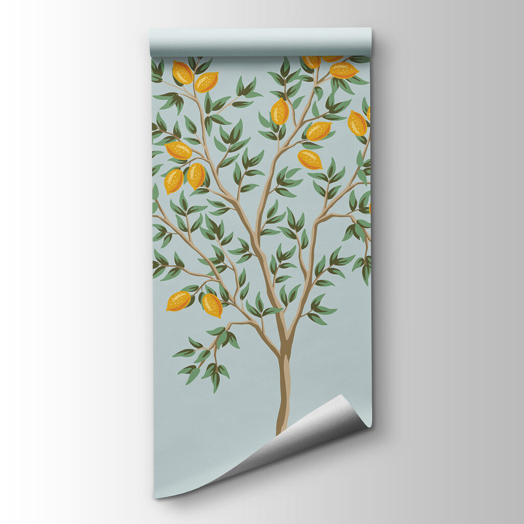 Group of lemon trees with fruits on them