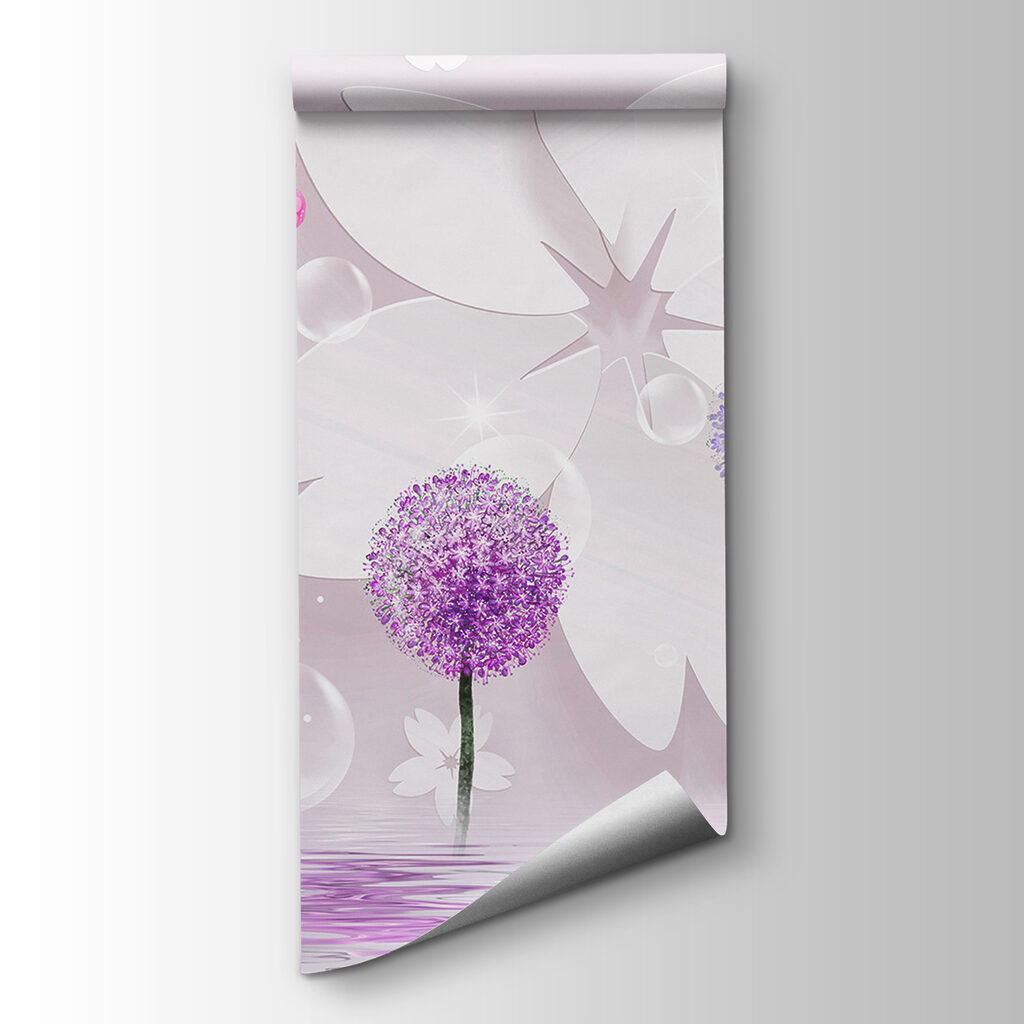 Purple and white flowers with butterflies Purple and white flowers with butterflies