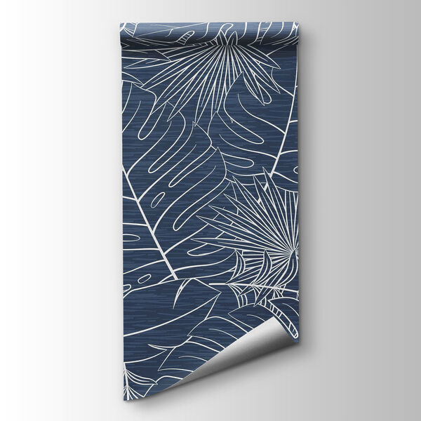 Pattern of leaves on a blue background