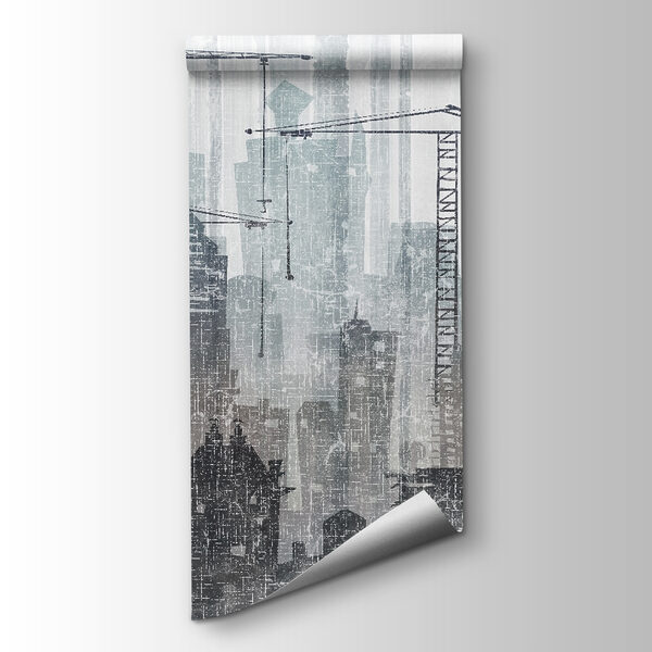 Group of cranes in a city Group of cranes in a city