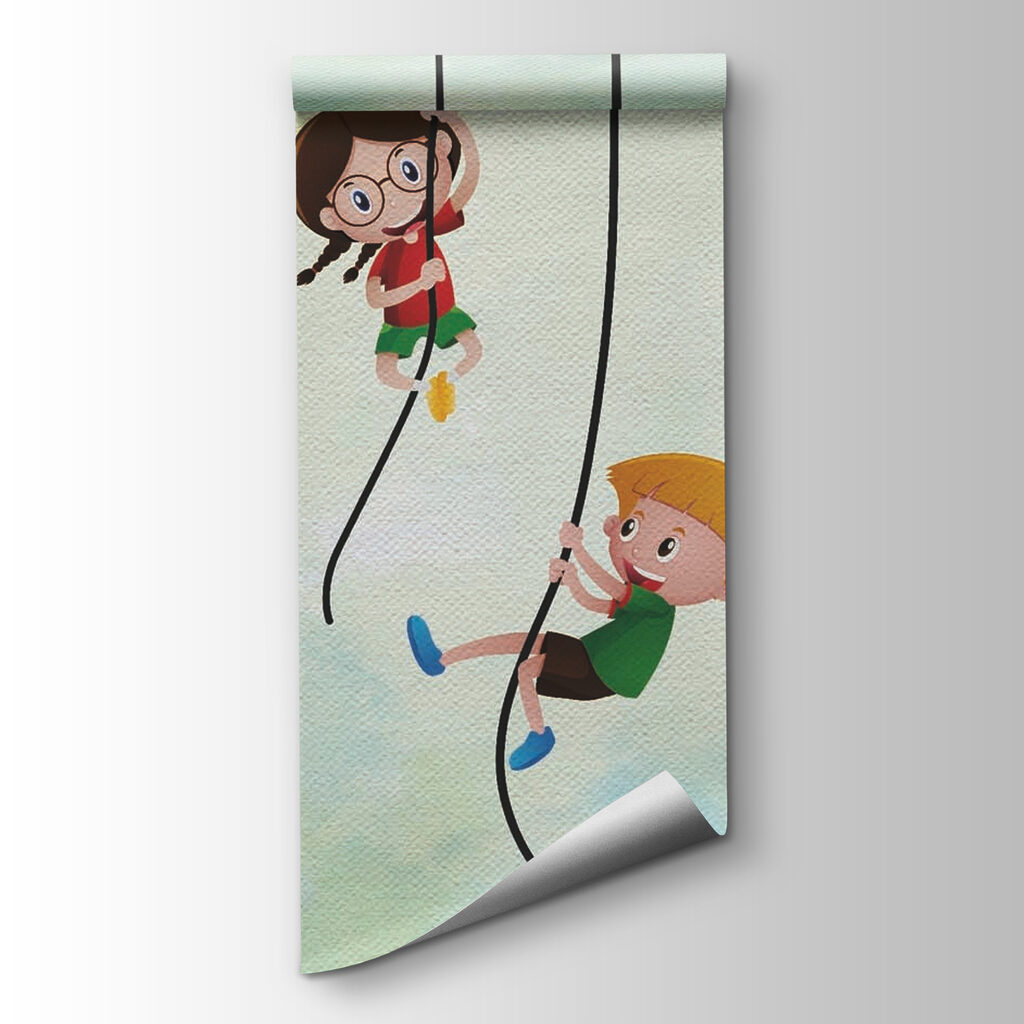 Group of kids climbing on ropes Group of kids climbing on ropes