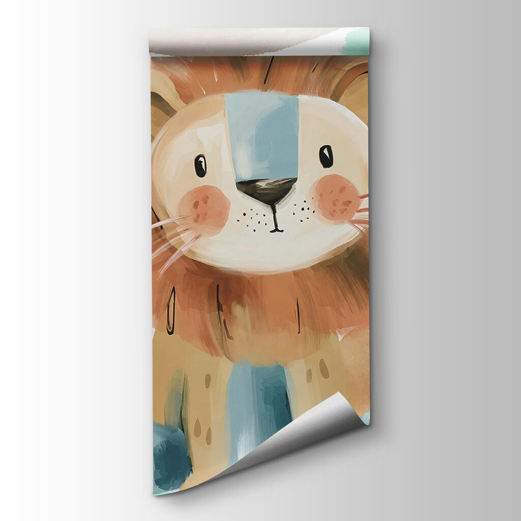 Cartoon lion with blue and white spots Cartoon lion with blue and white spots