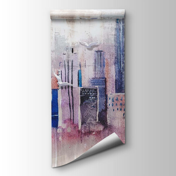 Watercolor painting of a city