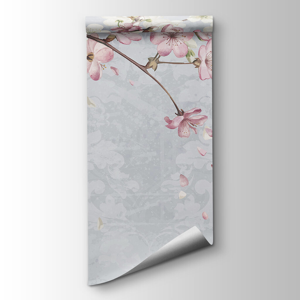 Branch with white and pink flowers