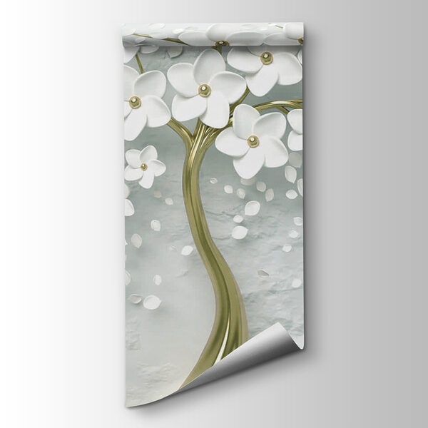 Tree with white flowers on a grey background Tree with white flowers on a grey background