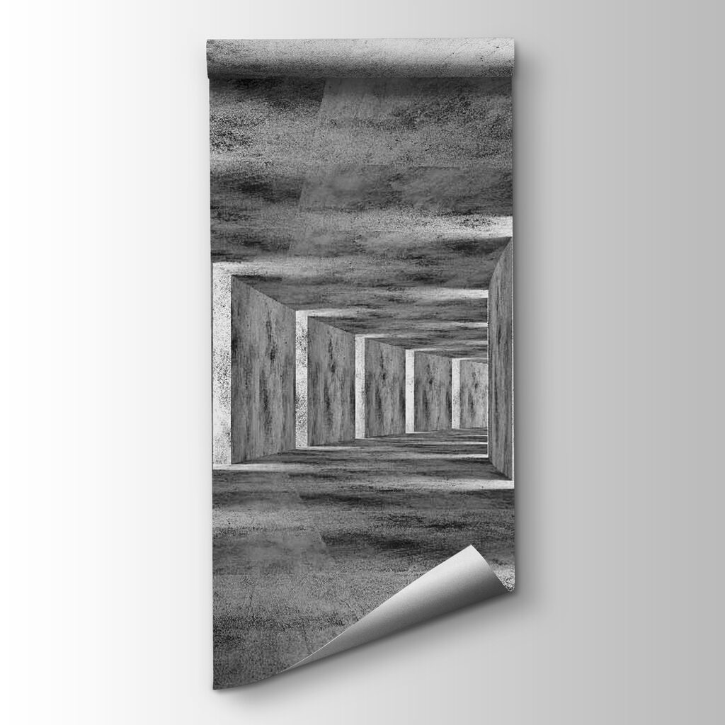 Room with concrete walls and a square ceiling