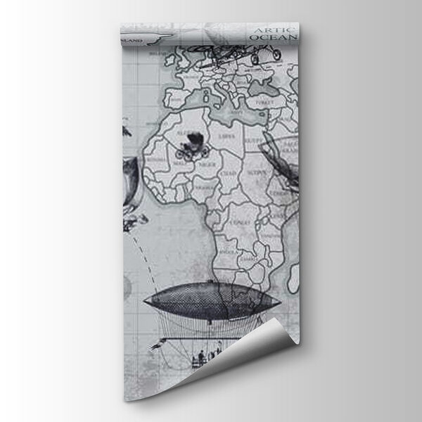 Map of the world with different types of air balloons