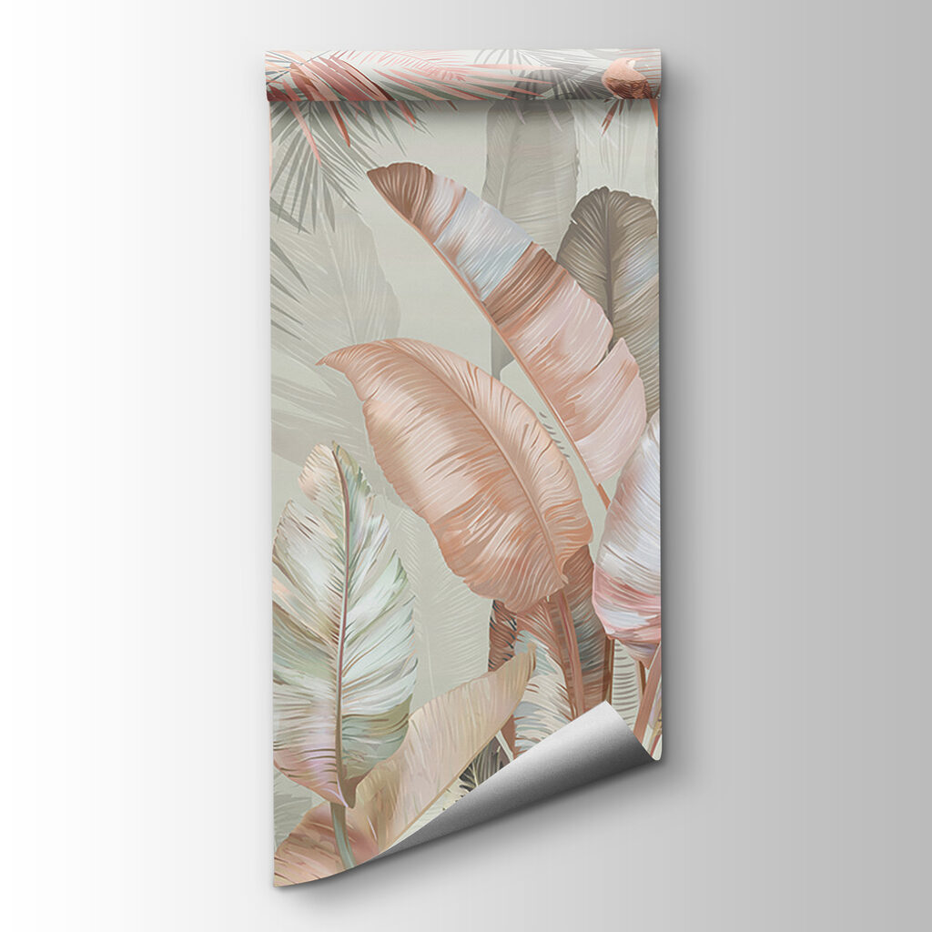 Tropical foliage in soft pastel hues