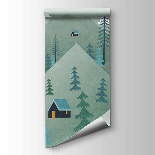 Landscape with trees and hot air balloons