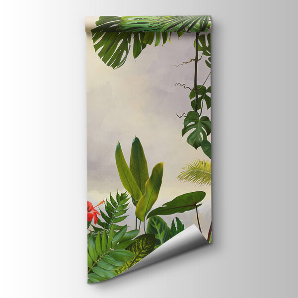 Group of plants with trees and flowers Group of plants with trees and flowers