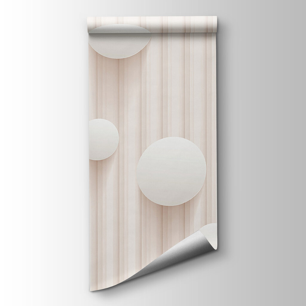 White circles and dandelions on a white background