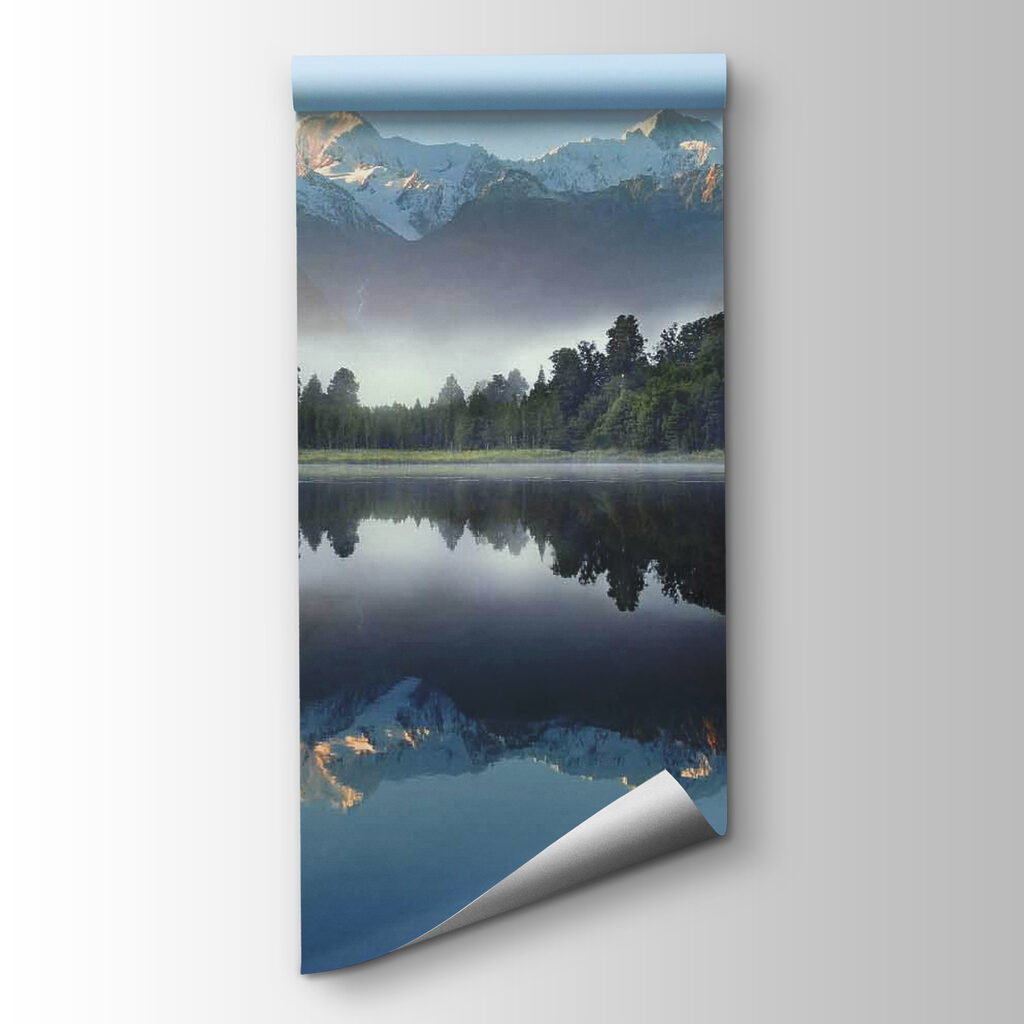 Lake with trees and mountains in the background Lake with trees and mountains in the background