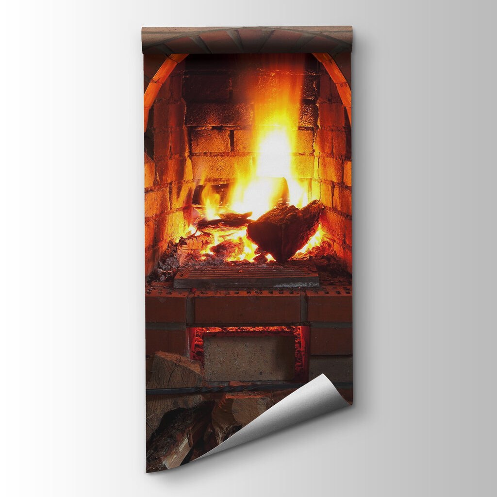 Fireplace with fire in it Fireplace with fire in it