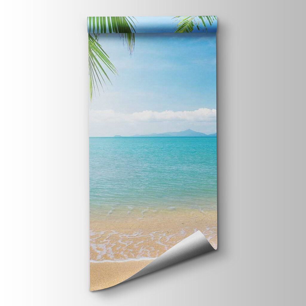 Beach with palm trees and blue water Beach with palm trees and blue water