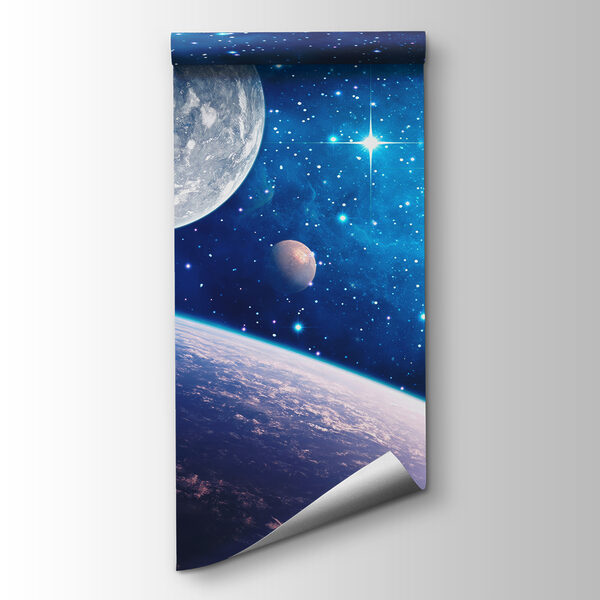 Planet and moon in space Planet and moon in space