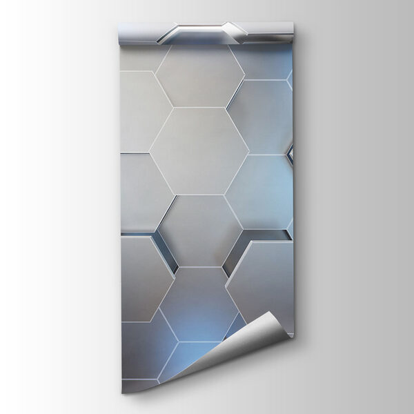 White hexagons with blue lights