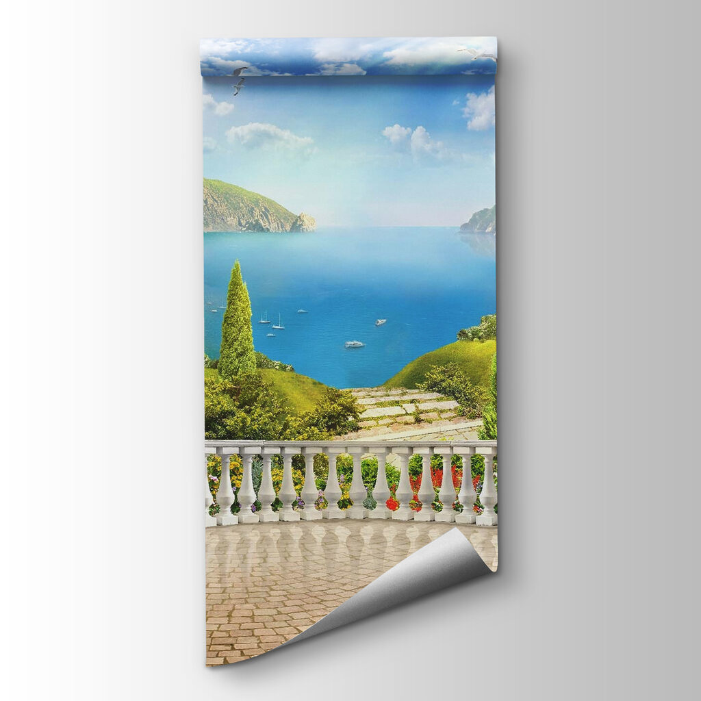 Balcony with a view of a lake and trees Balcony with a view of a lake and trees