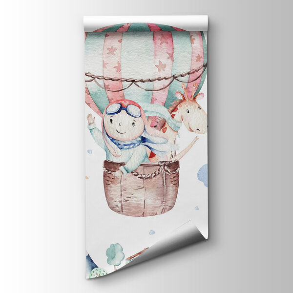 Watercolor illustration of a person in a hot air balloon Watercolor illustration of a person in a hot air balloon