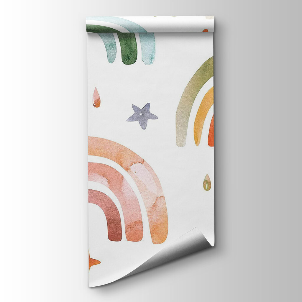 Pattern of watercolor rainbows and stars Pattern of watercolor rainbows and stars