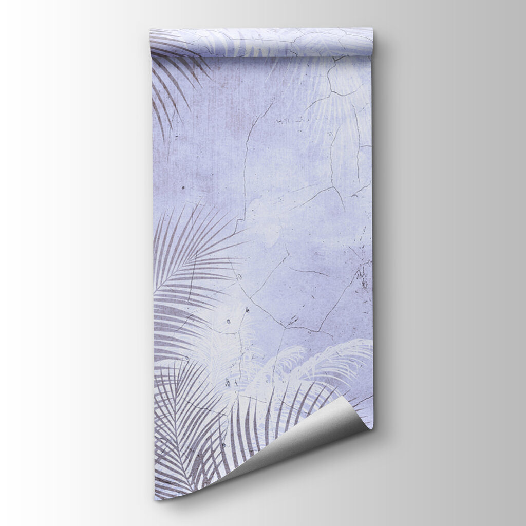 A wall with palm leaves
