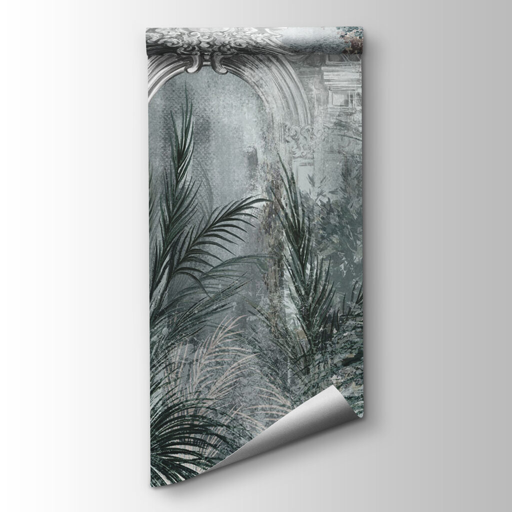 Wallpaper with a stone arch and plants Wallpaper with a stone arch and plants