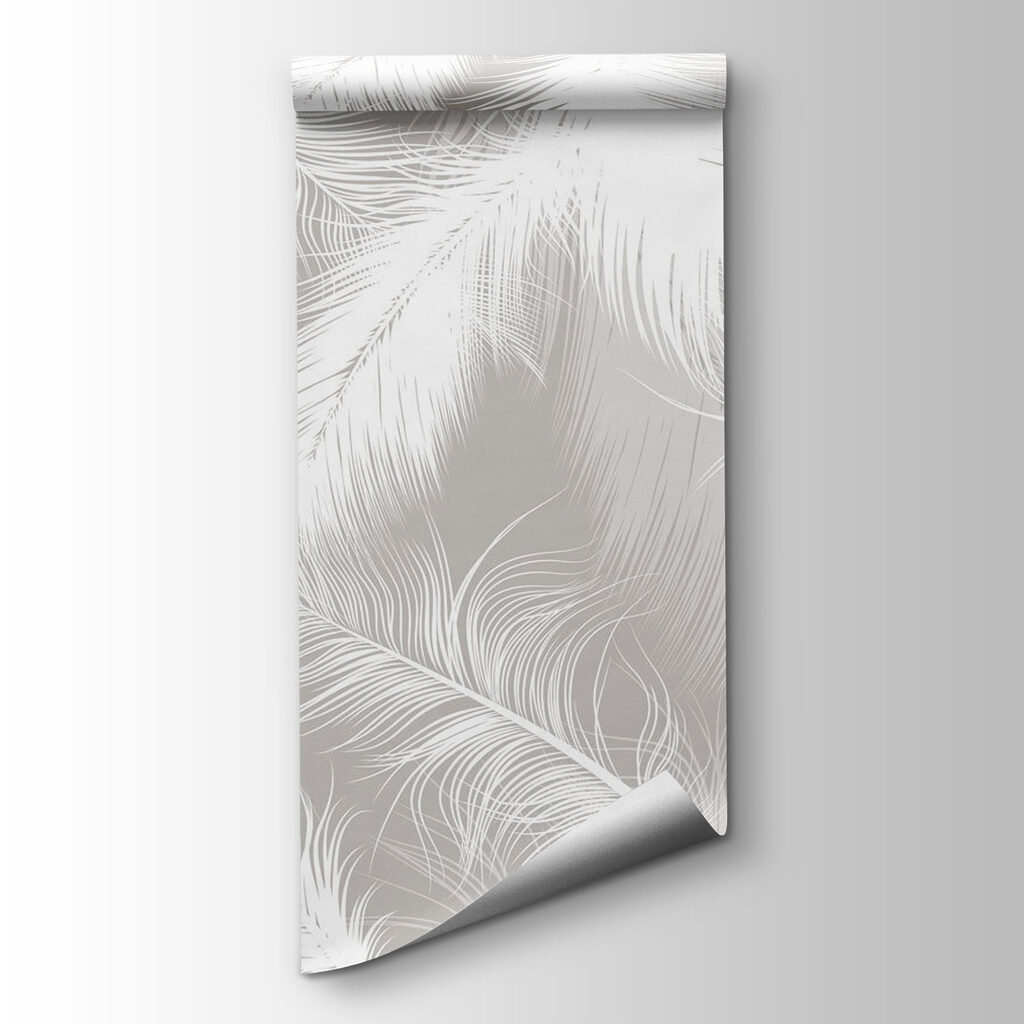 White feathers on a gray background White feathers on a gray background