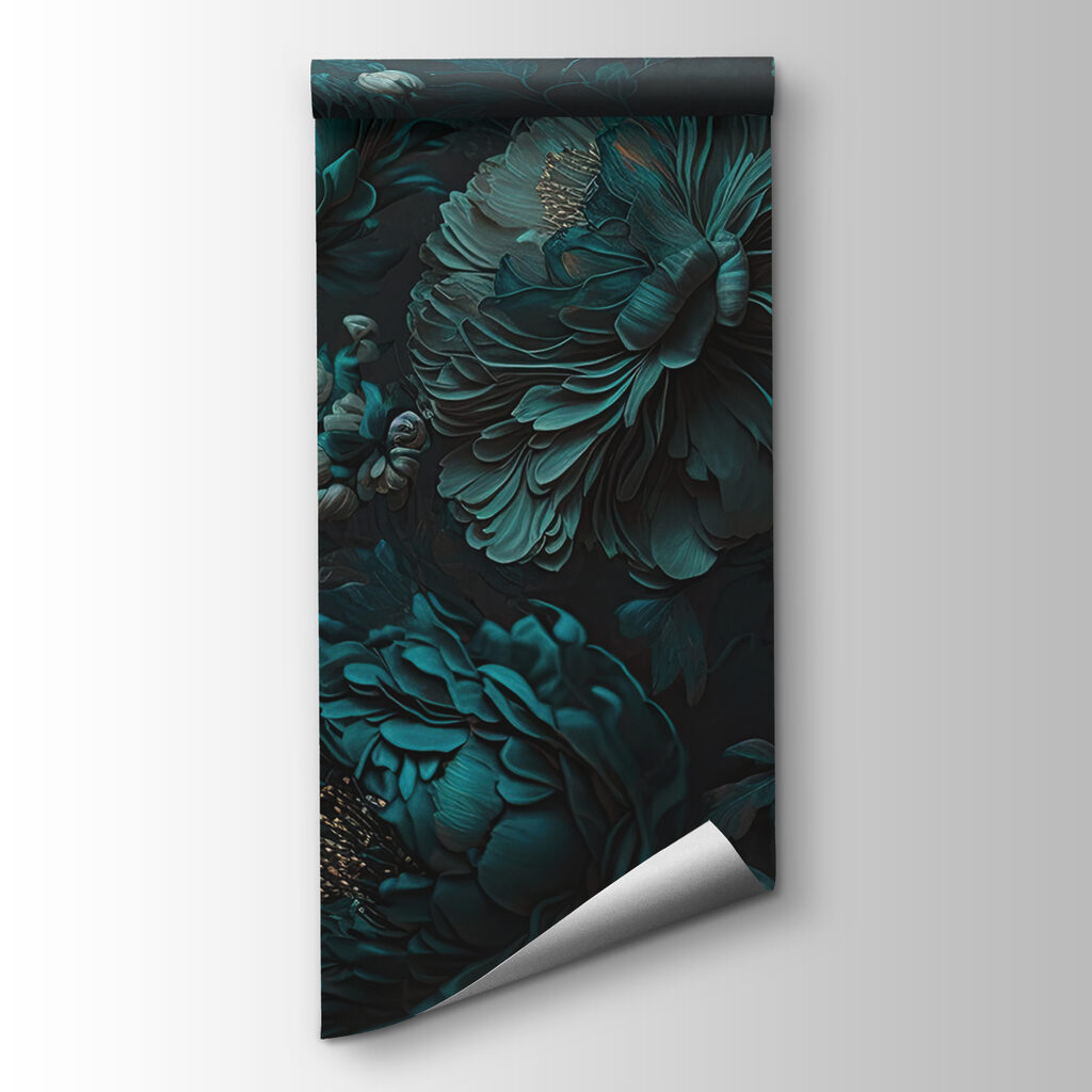 Elegant teal floral arrangement on canvas Elegant teal floral arrangement on canvas