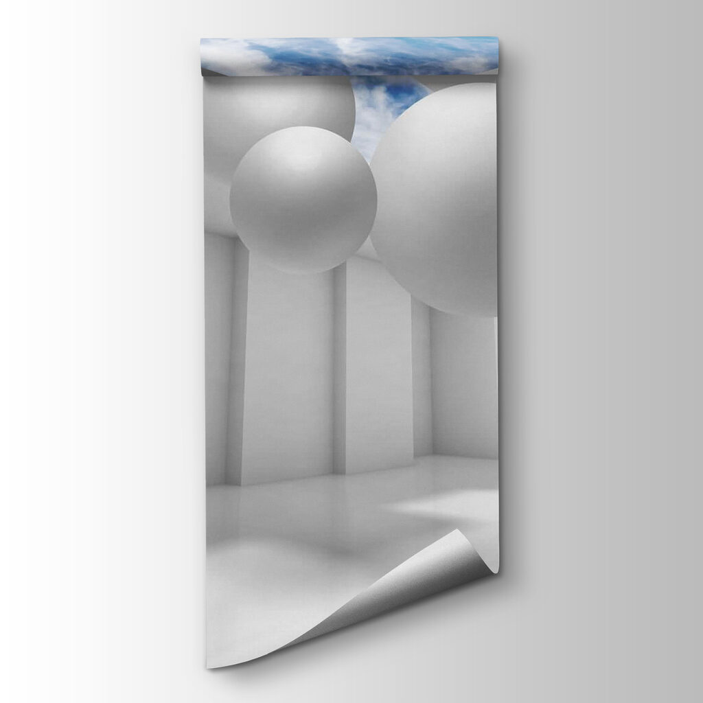 White room with white walls and white balls White room with white walls and white balls