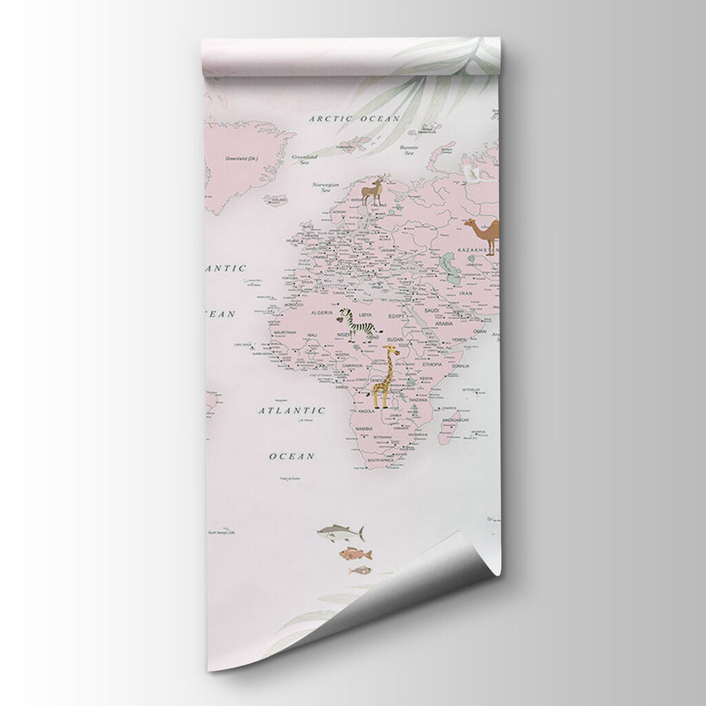 Map of the world with animals Map of the world with animals