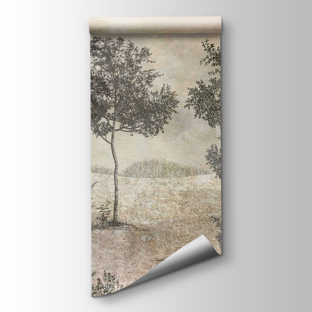 Drawing of trees in a field