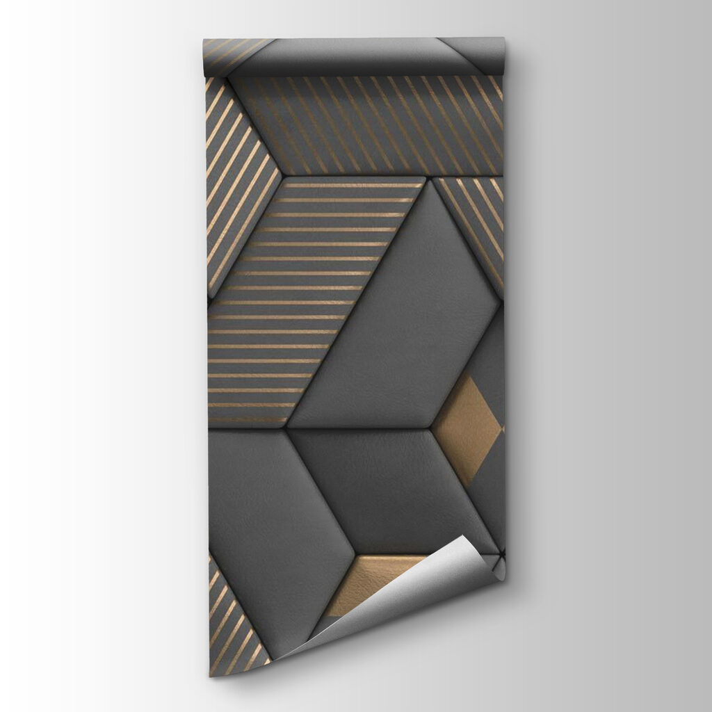 Geometric elegance in grays and brass Geometric elegance in grays and brass
