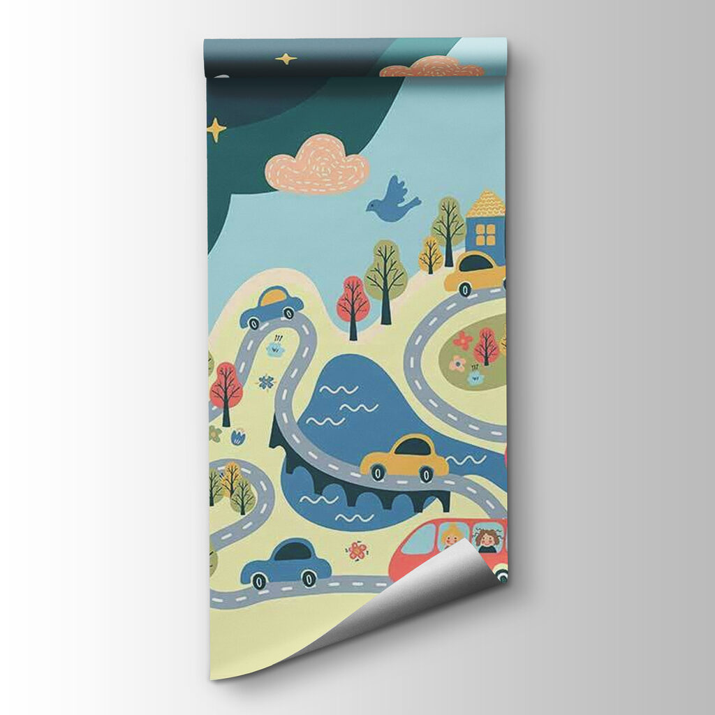 Cartoon of cars and houses Cartoon of cars and houses