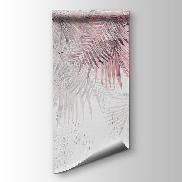 A pink and white palm leaves