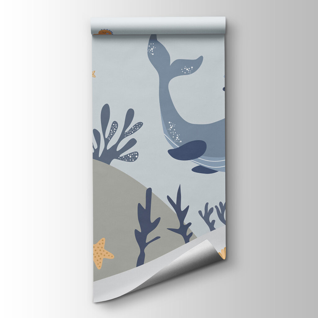 Whale and fish under water Whale and fish under water