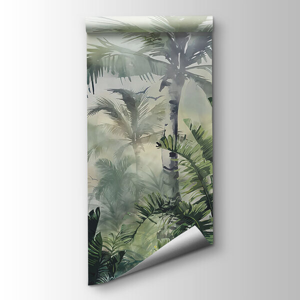 Foggy forest with palm trees Foggy forest with palm trees