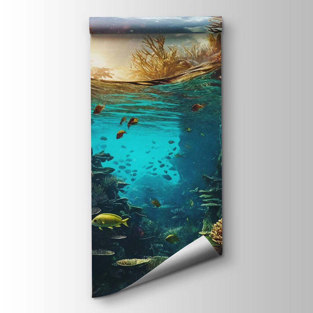 Underwater view of a coral reef with fish and corals