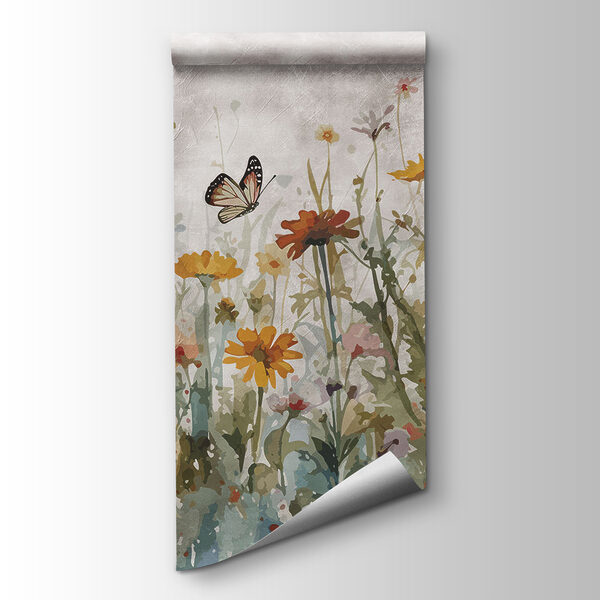 Butterfly flying over a flower field Butterfly flying over a flower field