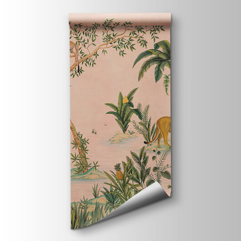 Wallpaper with animals and trees