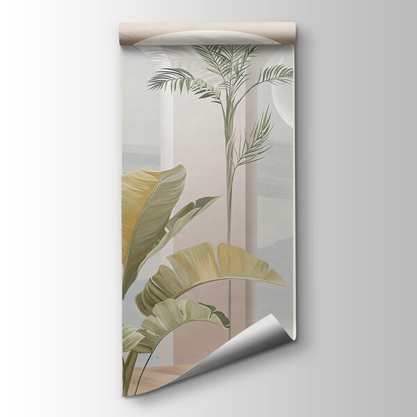 Wall mural of a room with palm trees