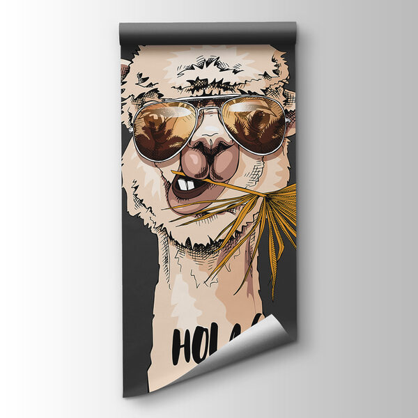 A llama wearing sunglasses and eating a leaf A llama wearing sunglasses and eating a leaf