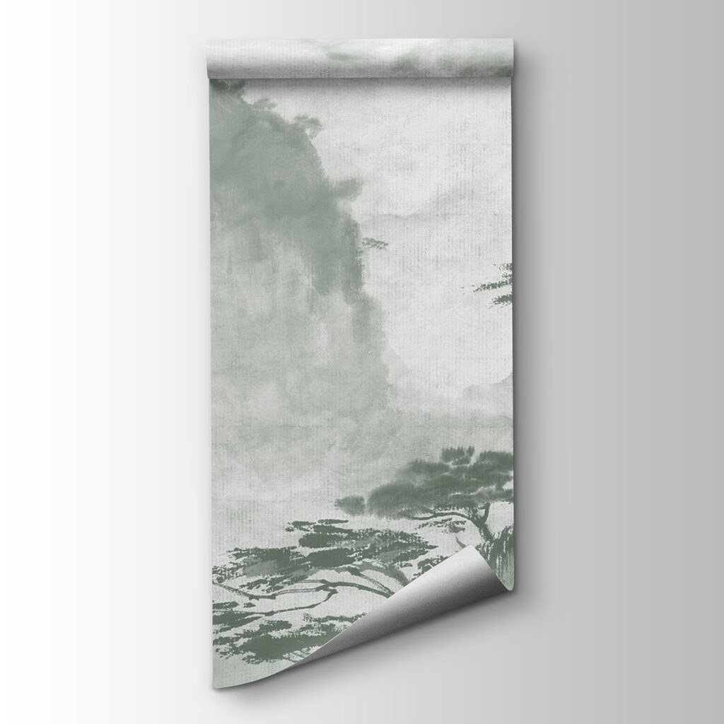 Painting of trees and mountains Painting of trees and mountains