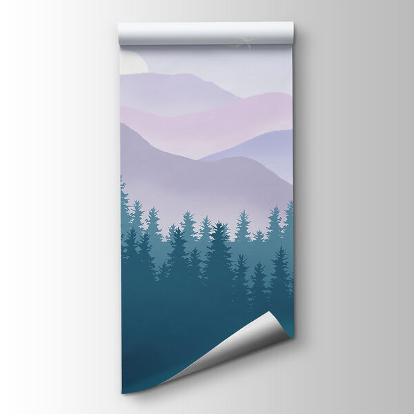 A landscape of mountains and trees